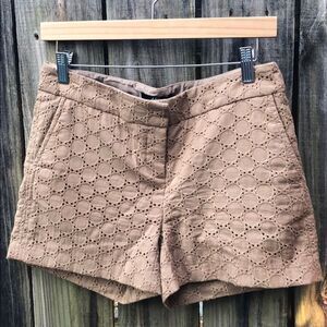 ABS Platinum Tan Eyelet Crochet Shorts, sz 4